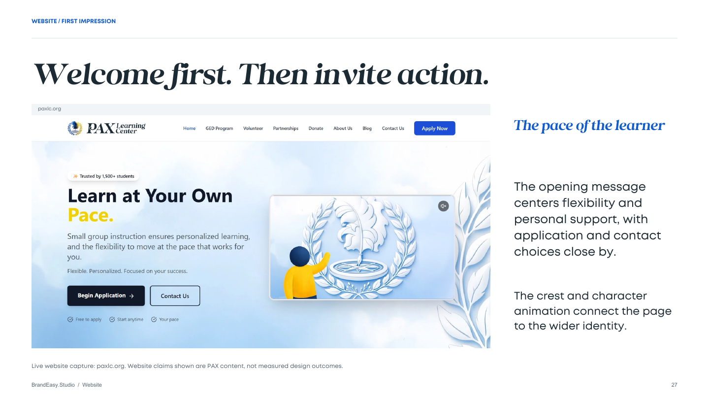 PAX website homepage design